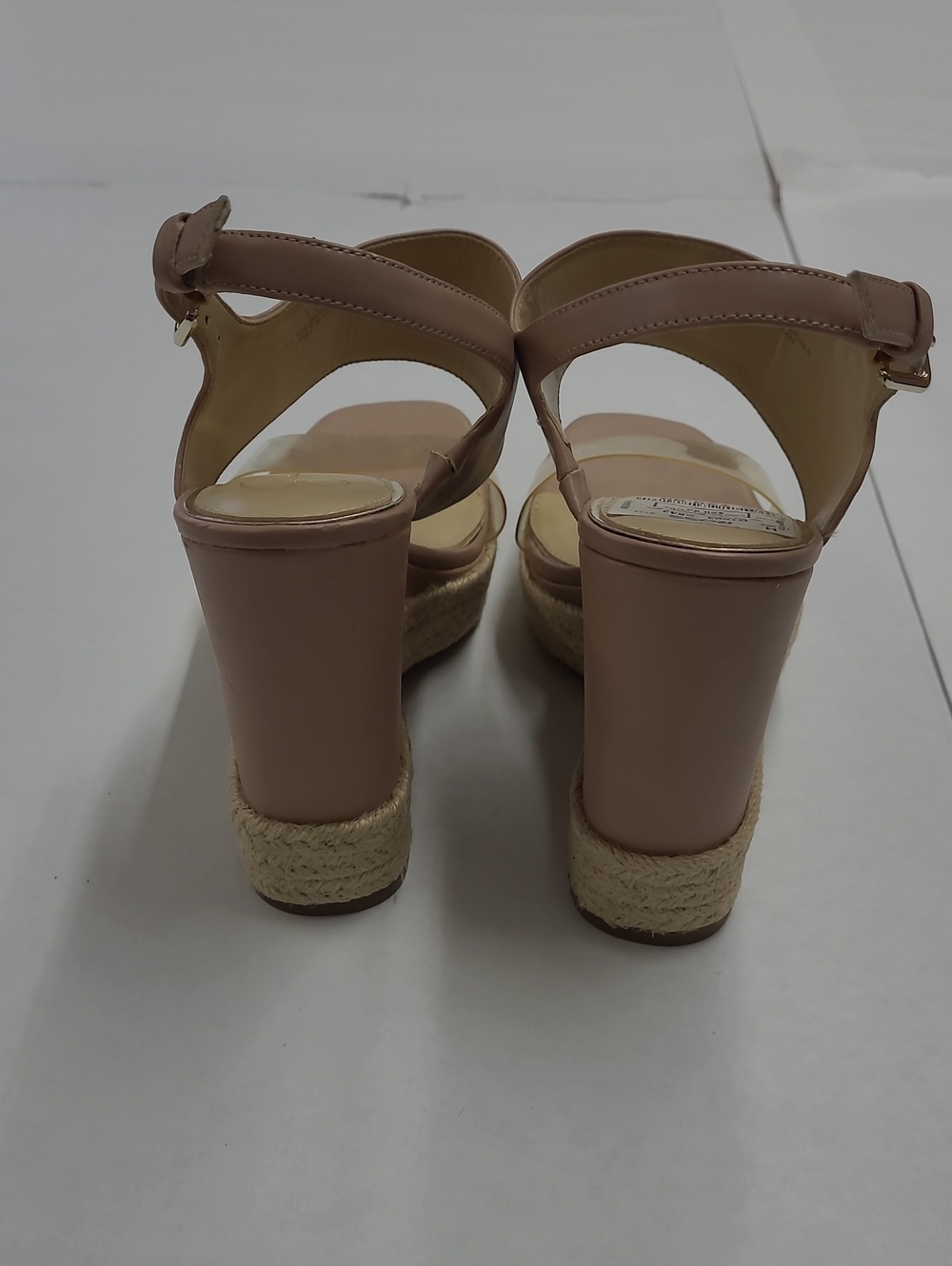 Jessica Simpson Women’s Pink/Nude Espadrille Wedge Sandals with Clear Strap 7.5 - Picture 5 of 9